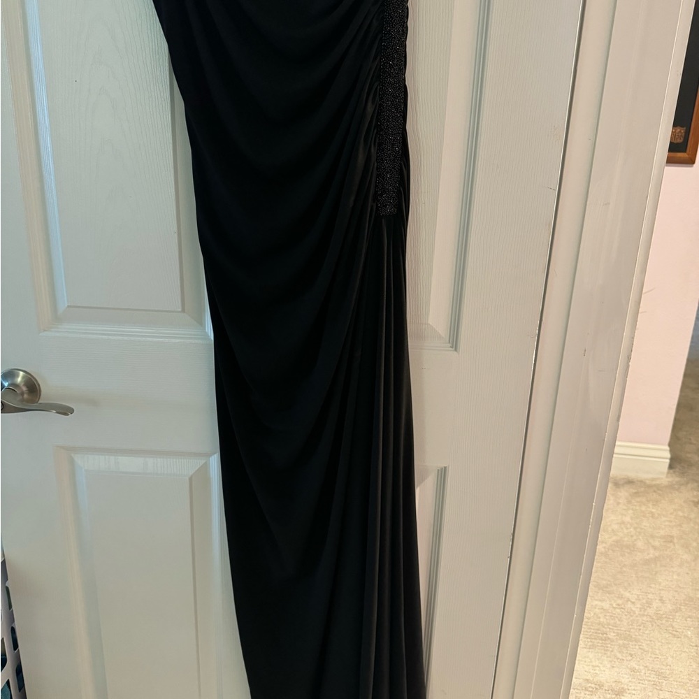 Maxi length black evening dress